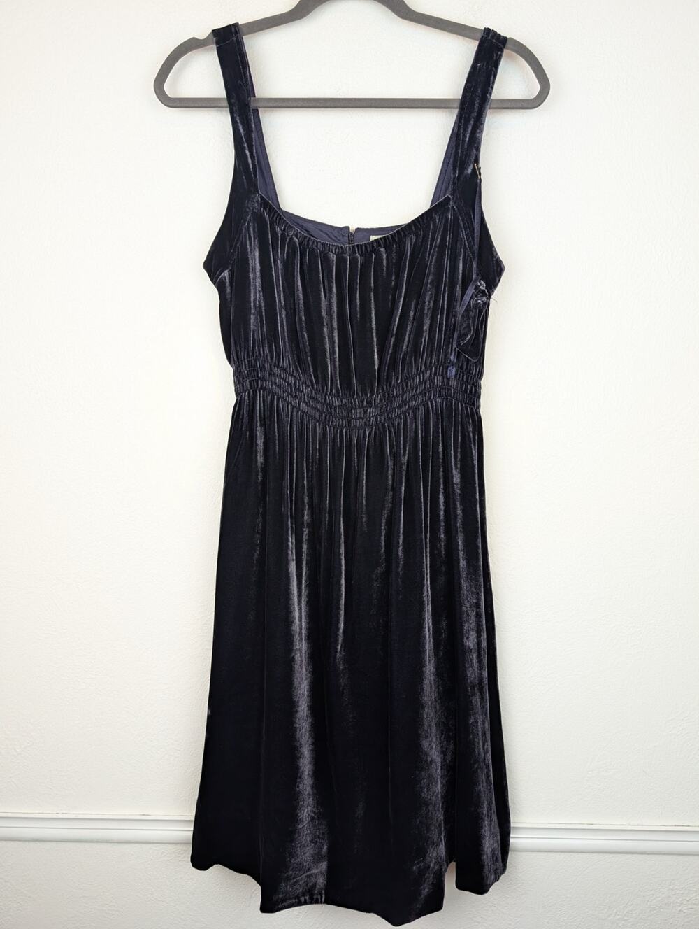 Anthro Odille Dress Silk Velvet Babydoll Whimsigoth Fairy Grunge Blue Size 10